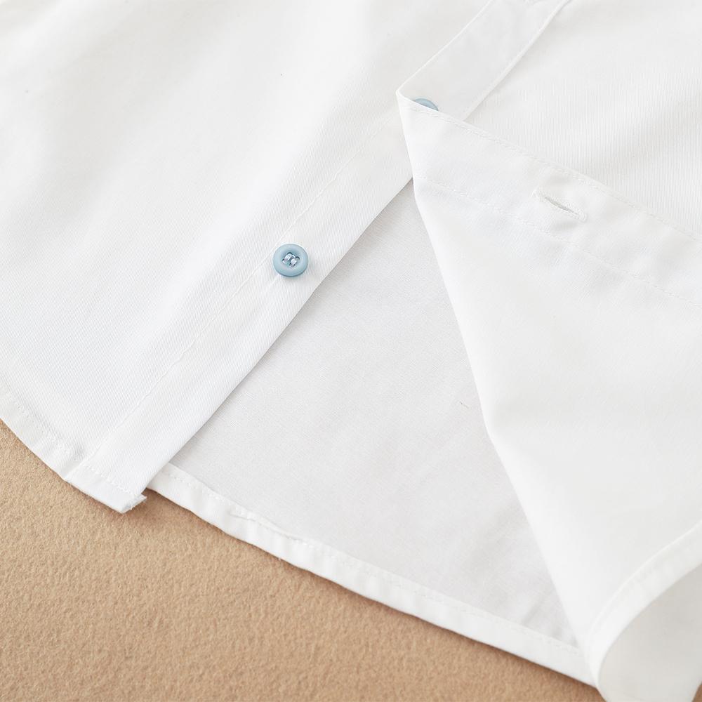 Boys Shirt White Cotton Long Sleeve Clothes for Toddler Boys Casual Top for Kids Aged 2-6 School Children