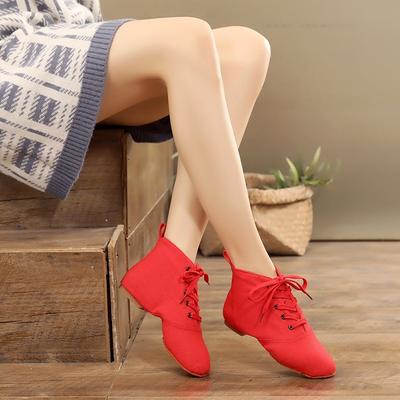 Γυναικεία Giels Jazz Dancing Shoes Lace Up Μποτάκια χορού Ballroom Γυναικεία Τακούνι 1cm
