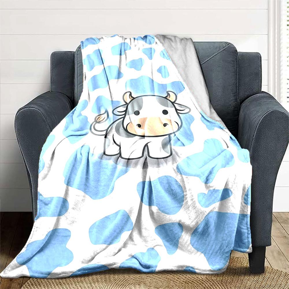 1pc cow pattern blanket Lightweight Flannel Throw for Sofa Bed Travel Camping Livingroom Office Couch Chair