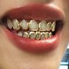 Eco-friendly Copper Hollow Teeth Grillz Top Bottom Set Anti Slip Teeth Jewelry  Rapper
