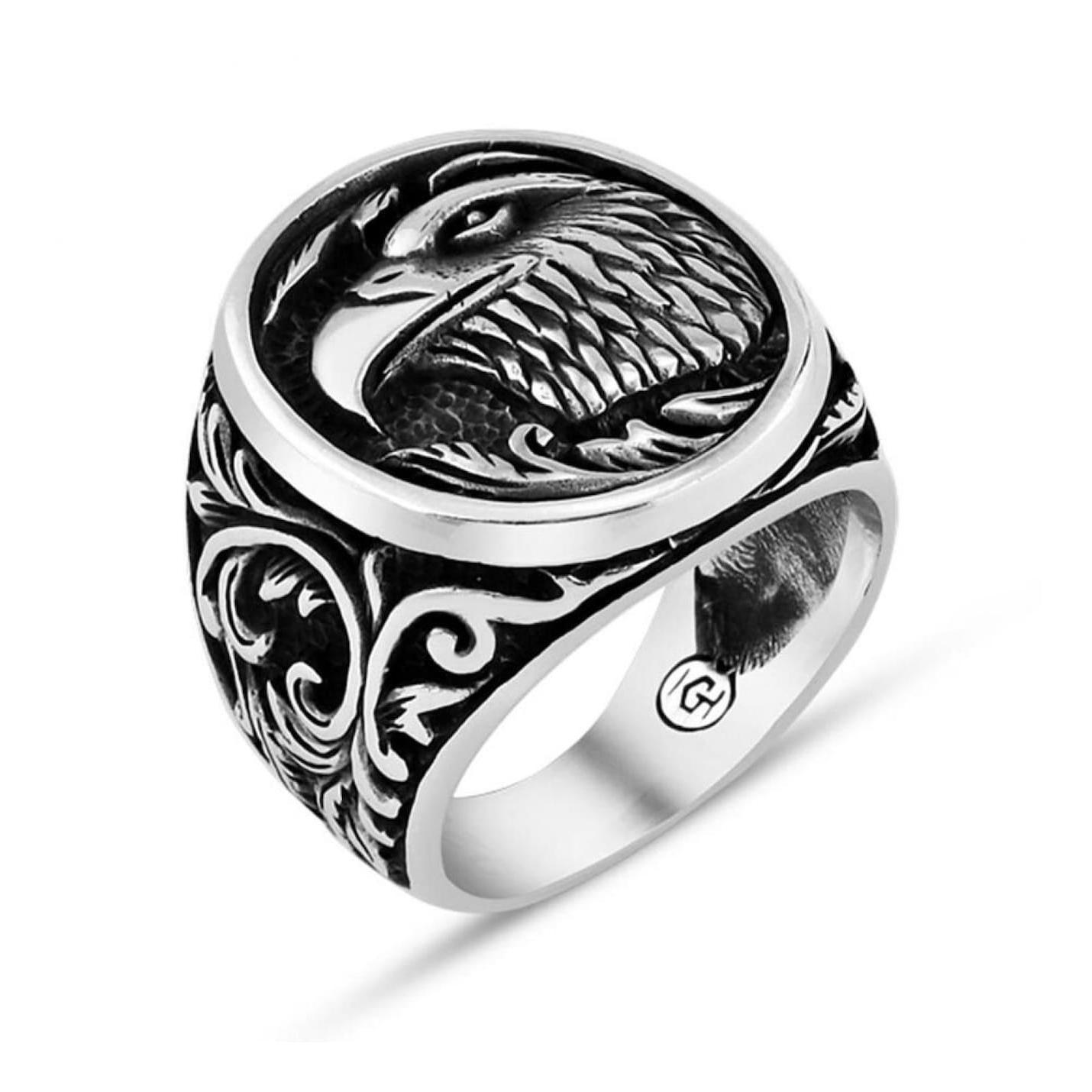 

Мужское кольцо из стерлингового серебра 925 пробы с головой орла без камня