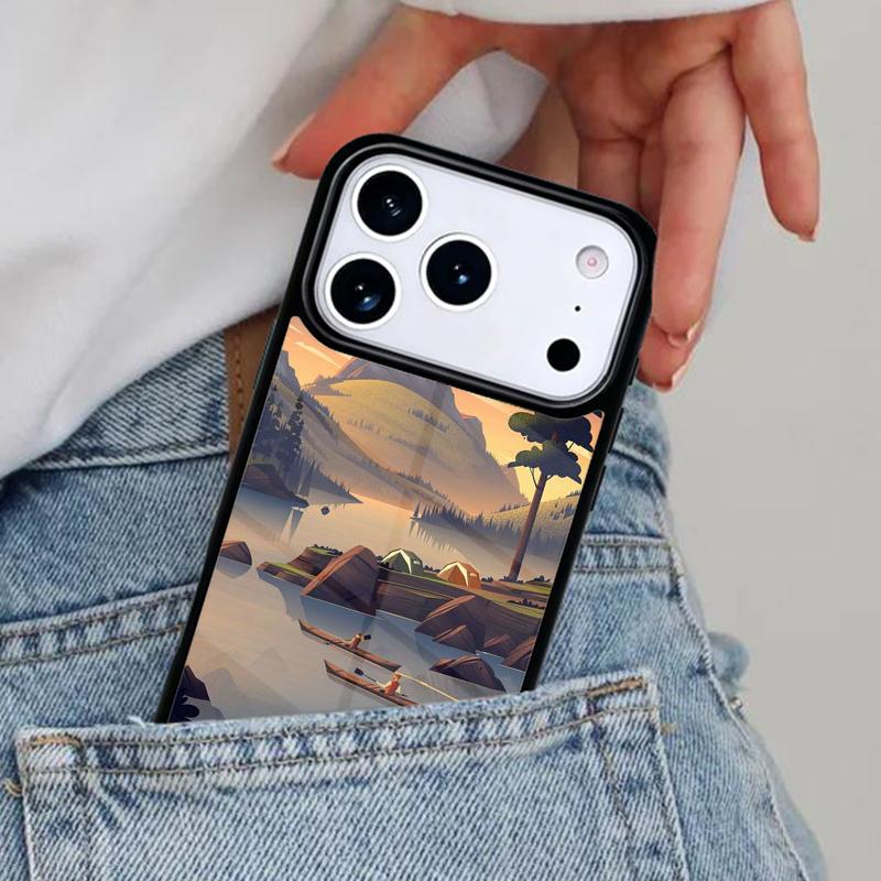 Camping Nature Mountain Phone Case for iPhone 16e 15 14 13 12 17 Pro Max Plus Air 17pro Cover Coque