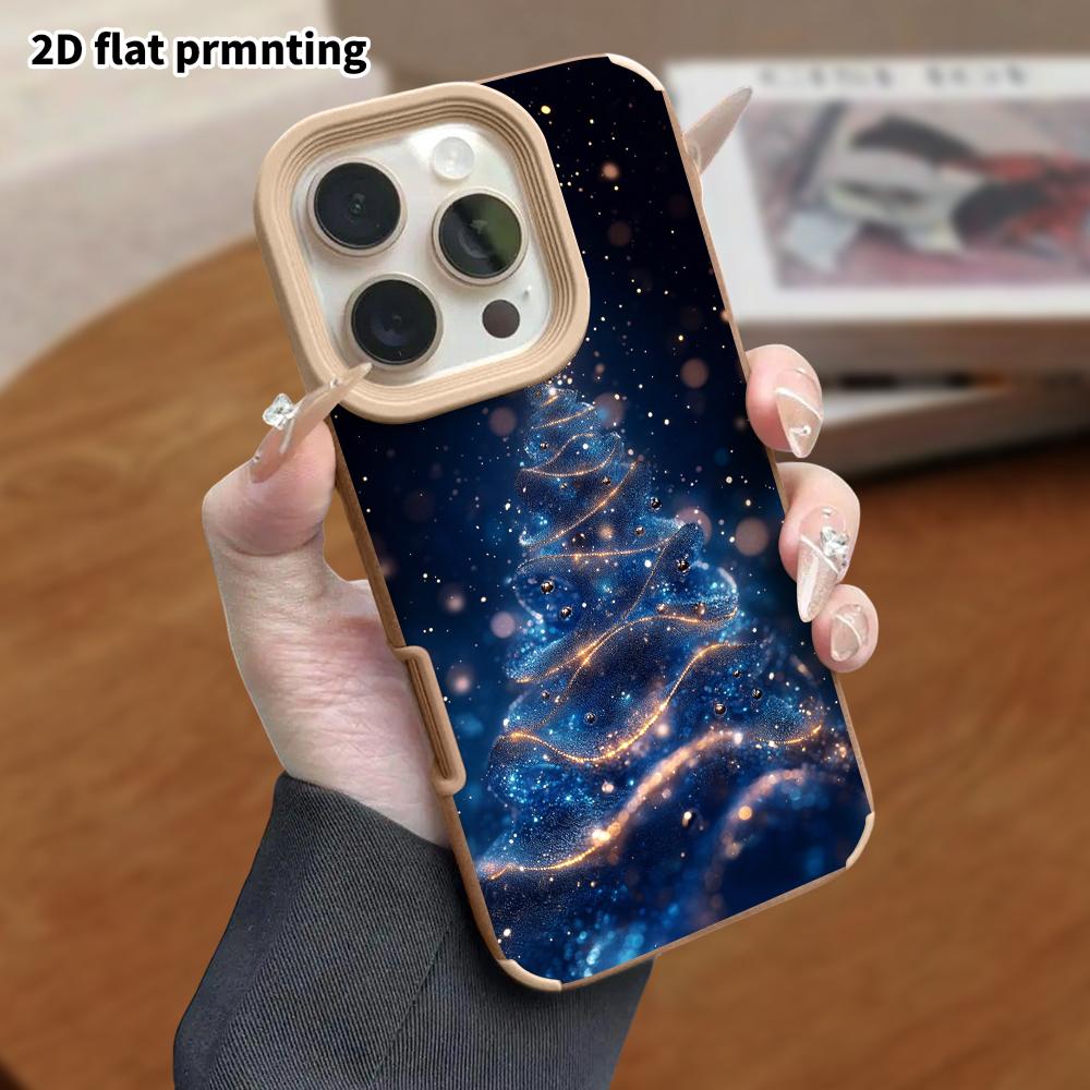 Phone Case: Lambskin 2D Flat Samsung Galaxy A34 A35 M05 M06 S20 S22 S21 FE Plus 5G Protective Case, Blue and Gold Sparkling, Christmas and Halloween G
