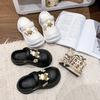 2025 summer new wear, step on shit, thick-soled cute doll hole shoes, women's heightening bag head bunny sandals
