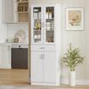 High-end kitchen buffet, kitchen cabinet, 4 doors including 2 glass ones, drawers, adjustable shelves, 60x35x180cm, white