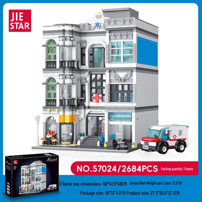 Jie Xing 57024 Hospital City Street View Building Blocks Model 14+ Collectible Toy