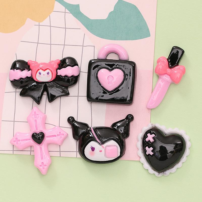 10 Pcs Latest Small Kawaii Animation Animal Bow Knot, Peach Heart Resin Scrapbook Diy Jewelry Present Hairpin Accessories A27