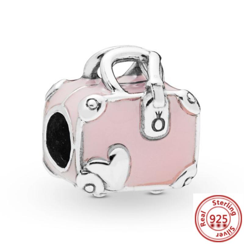 

925 copper Shopping Bag Suitcase Passport Handbag Camera Love Travel Life DIY Beads Fit Original Pantaro Charms Bracelet Zircon