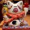 9 Inch Ceramic Maneki Neko Money Box Lucky Fortune Cat Figurine Coin Bank Home Decoration Kitten Ornament Business Gift