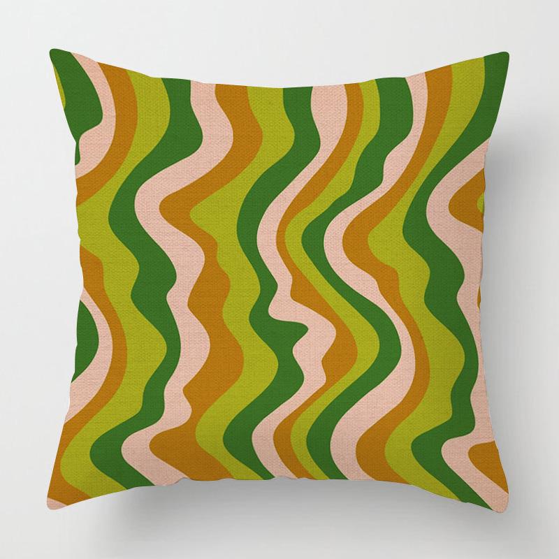 Home Decor Vibrant Wavy Pattern Digital Print Pillow Covers Pattern Cushion Cover Suitable for Sofa Bedroom Car Pillow Cover