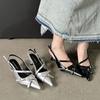 Fashion Fashion Belt Buckle Design Slingback Low Heel Sandals Women Sexy Pointed Toe Thin High Heels Summer Elegant Party Dress Shoes