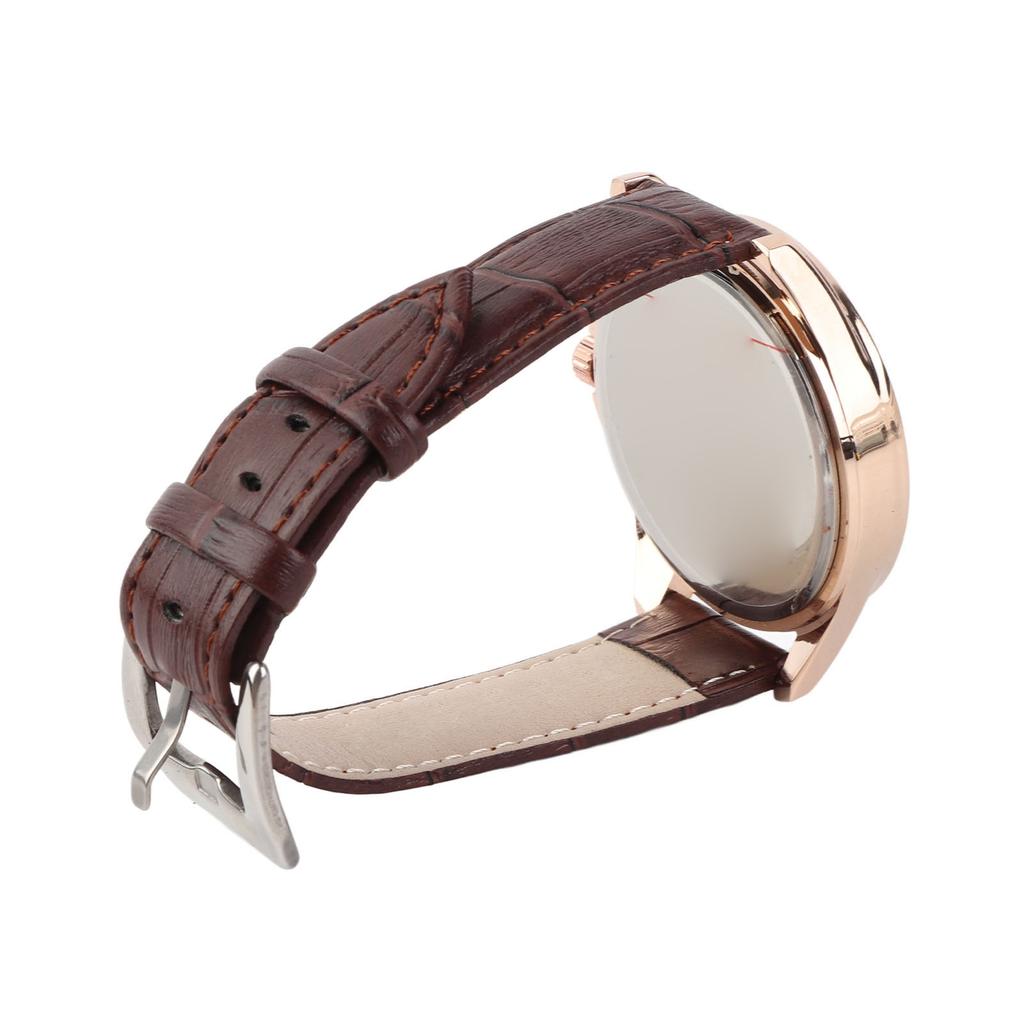 Men Watch Rose Golden Case Black Dial Quartz Movement Luminous Calendar Water Resistant Watch for Male