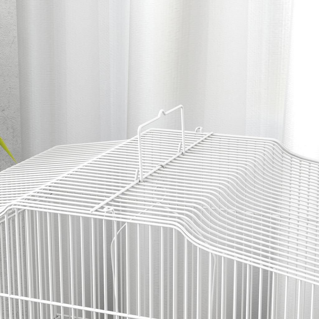 Large Metal Bird Cage with Perches, Food Bowls, Swing, for Budgies, Parakeets, White
