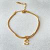 JXJ Jewelry 18k Gold Plated Stainless Steel Letter Pendant Knot Style Trendy Charm Bracelet for Anniversaries