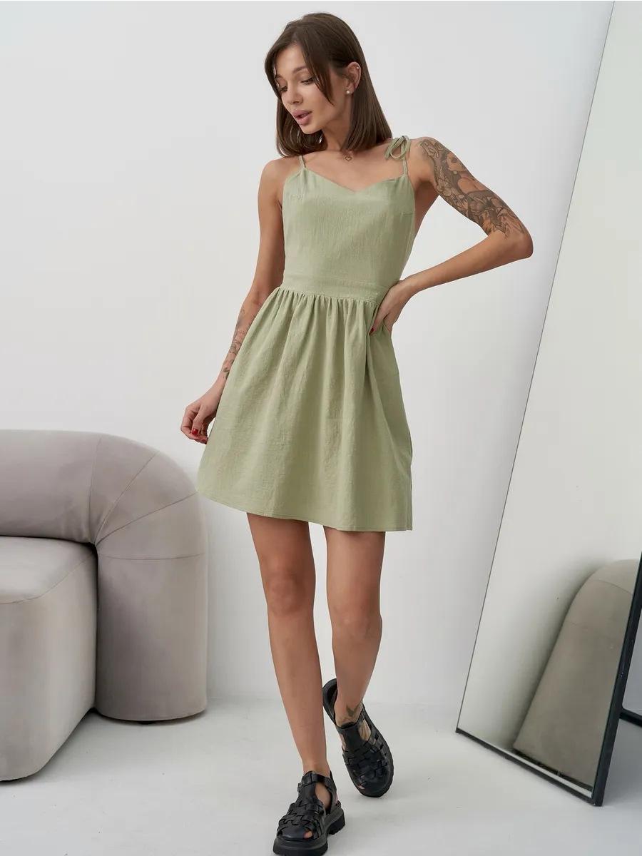 

2025 Элегантное женское платье с V-образным вырезом, открытой спиной и бретелями-спагетти с деталями на шнуровке. L зелёный