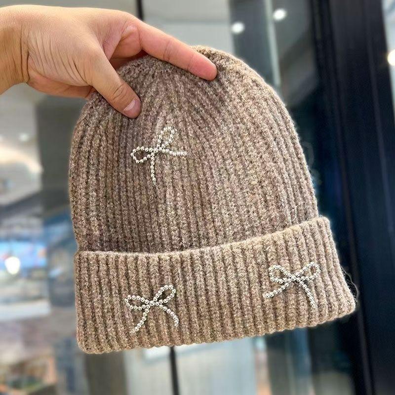 Koreanischer Blogger Strickmütze mit Bommel Herbst und Winter Ins Großer Kopfumfang Vielseitig Mode Ohrenschutz Strickmütze