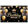 Happy Celebration Display Gold Gray Balloons Birthday Event Backdrop Birthday Party Backdrop Festive Party Decoration Banner