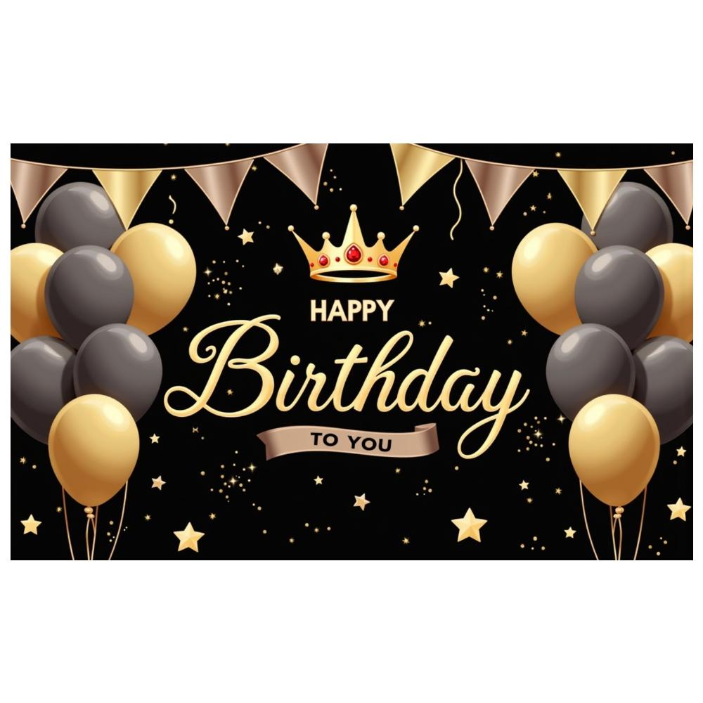 Happy Celebration Display Gold Gray Balloons Birthday Event Backdrop Birthday Party Backdrop Festive Party Decoration Banner