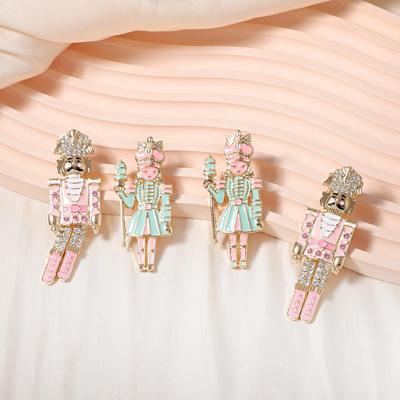 European & American Creative Christmas Zircon Inlaid Cartoon Cute King & Queen Fashion Women's Stud Earrings