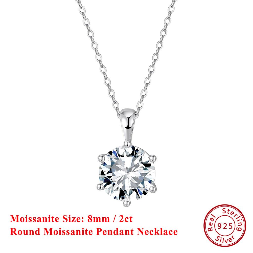 EFFIE QUEEN Elegant 1/2/3CT Moissanite Pendant Necklace 100% S925 Silver D VVS1 Diamond Shiny Neck Chain Wedding Party MON03