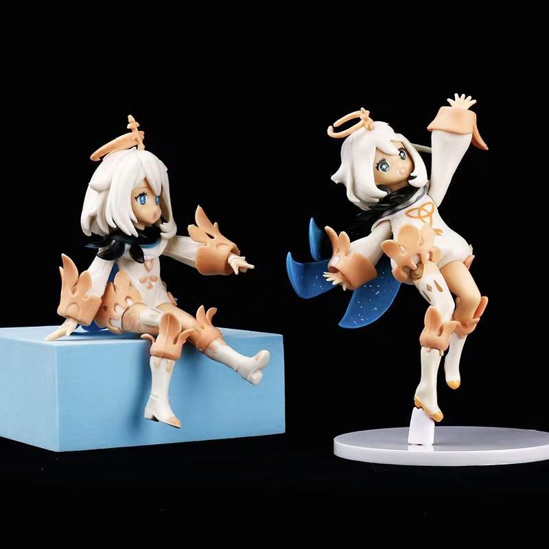 14CM Genshin Impact Hu Tao Paimon Anime Figure PVC Action Figure Model Sculpture Hand-made Desktop Decoration Children Gifts