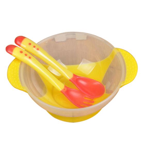 Smart Baby Suction Cup Training Feeding Bowl + Spoon + Fork Tableware Set