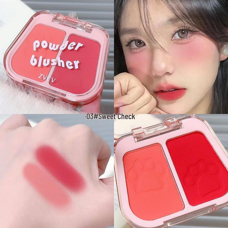 

ZVEV Dual-Tone Matte Natural Long-Lasting Blush - Highly Pigmented & Adherent Contouring Blush.