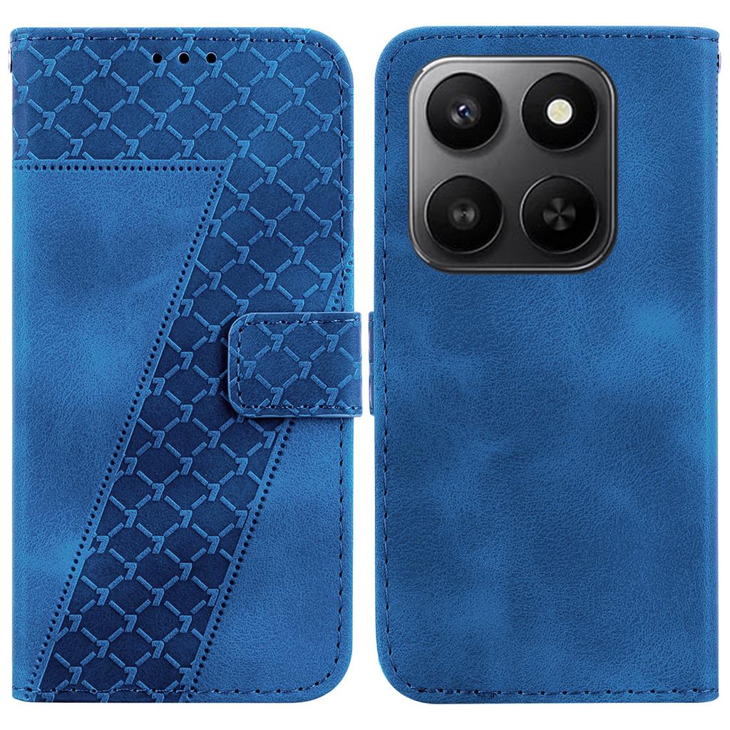 For Honor 400 Smart 5G/4G/X7d 4G Stand Case 7-Shaped Pattern Imprint Leather Phone Cover with Strap