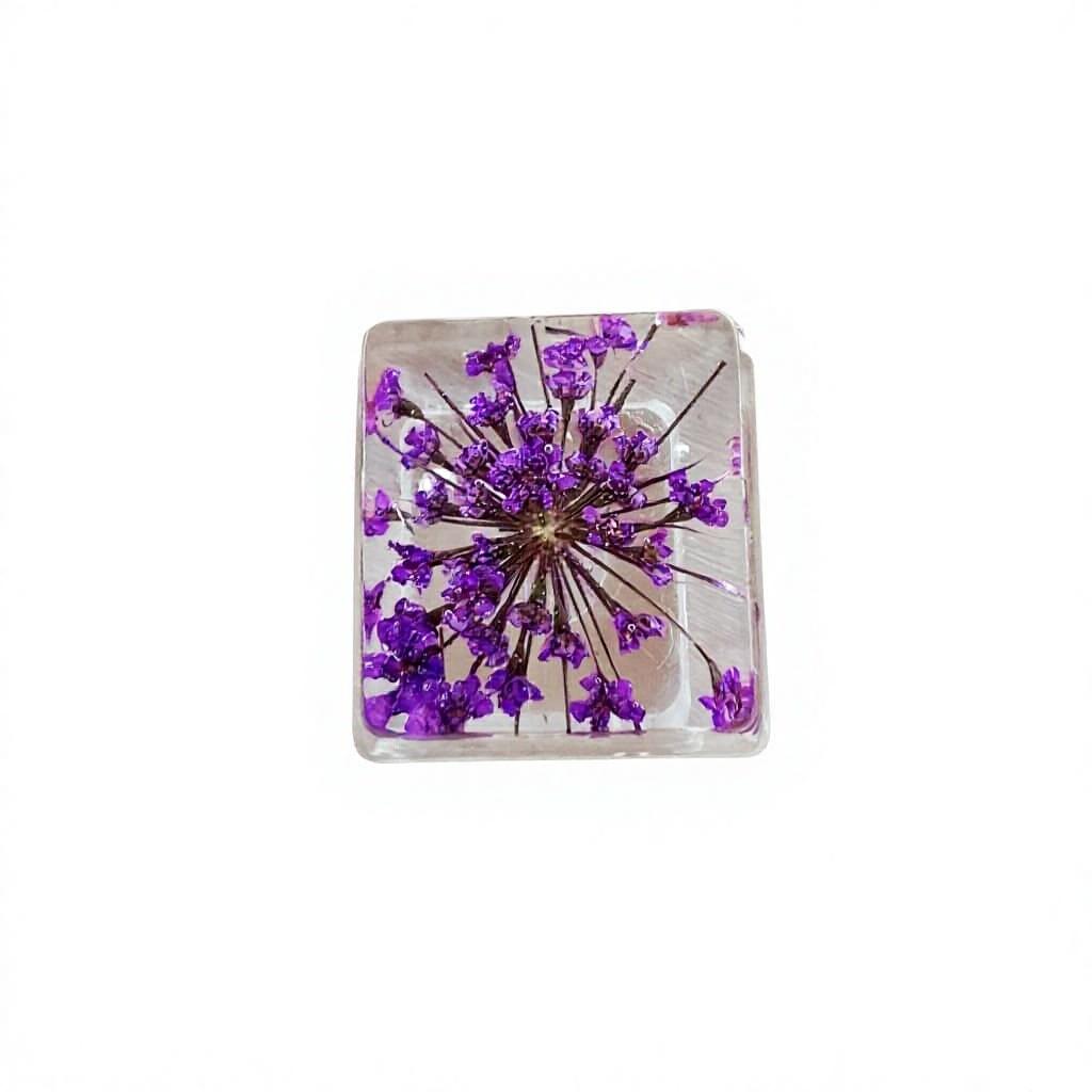 Original Epoxy DIY Translucent Preserved Snowball Flower Keycap - for Mechanical Keyboards