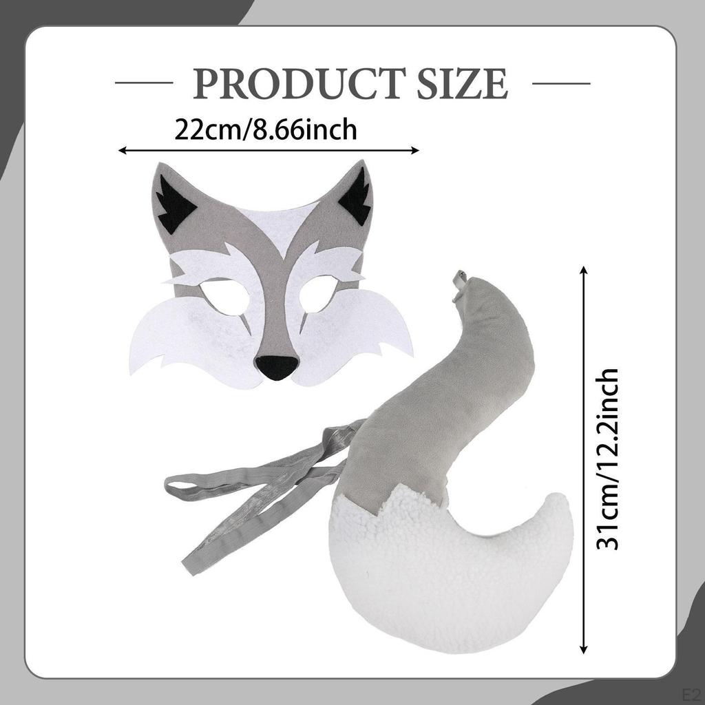 Kinder Wolf Stirnband Schwanz Set, Leichtgewicht, Ohren für Halloween