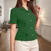 ZANZEA Women Turn Down Collar Summer Short Sleeve Blouse