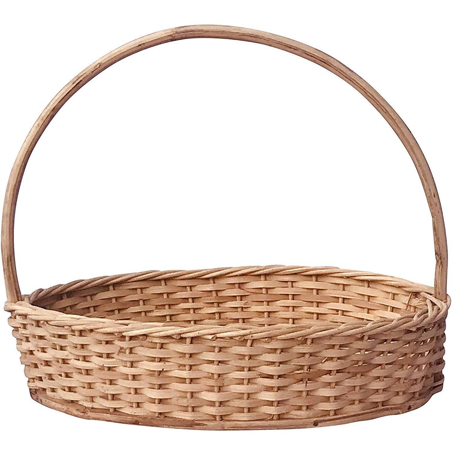 

@ Natural Finish Cane Brown Oval Shape Fruit Basket 270 Gm Zr-7055-60%Off