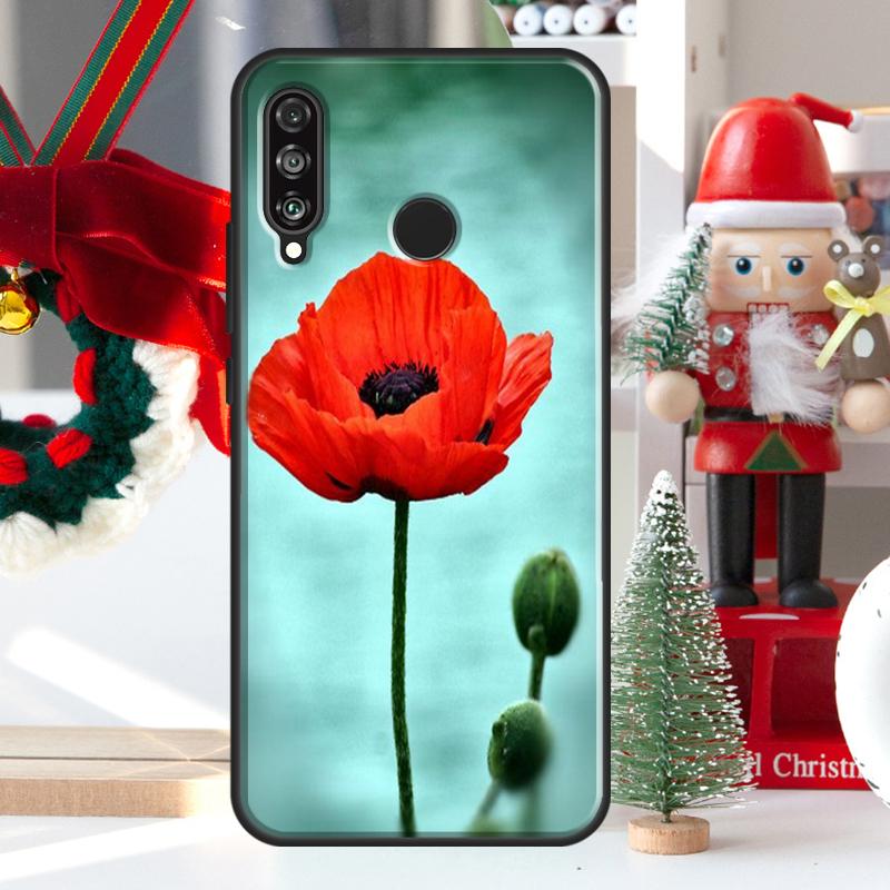Red Corn Poppy Flower For Huawei Nova 7i 8i 11i 12i 12s Y73 Y70 Y90 Y60 Y72 Y61 Y91 9 10 SE P30 Pro P40 Lite Case