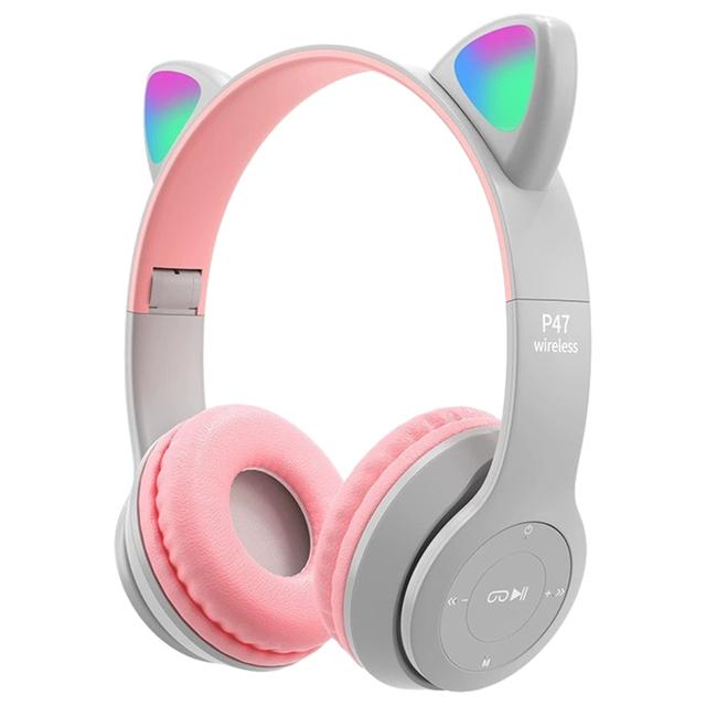 Flash Light Kids Children Headphone Voice Control Bluetooth-Compatible Pink Little Girl Earphone Gift Cartoon Phone Headset Gift