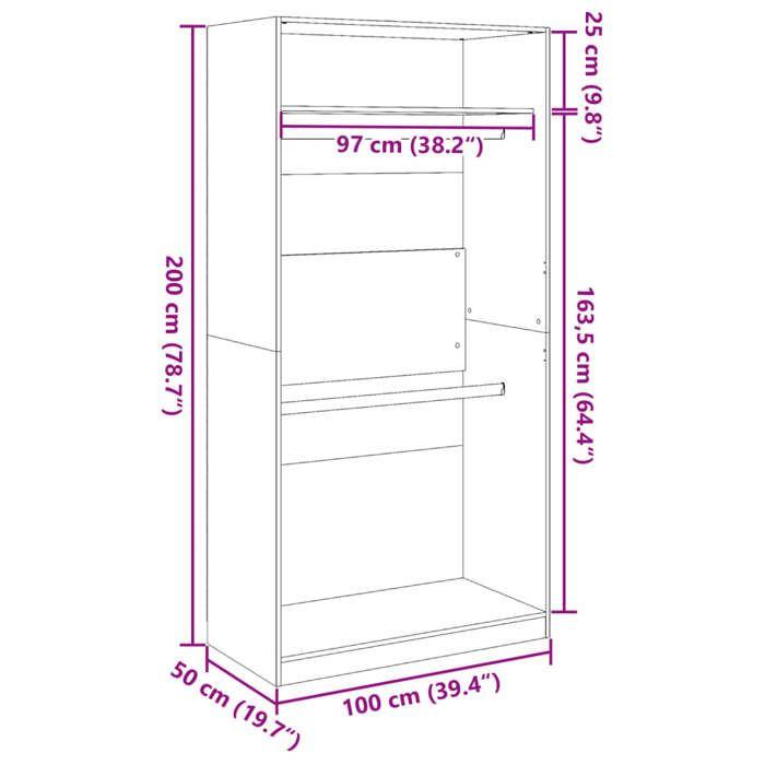 VidaXL Wardrobe Sonoma Oak 100x50x200 Cm Chipboard, Storage Cabinet, Wardrobe Organizer, Cabinet, Closet, 3307803