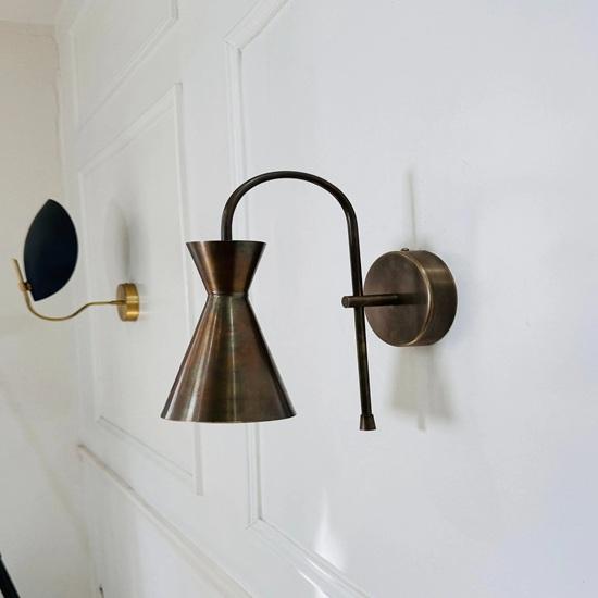 35.56 Cm Italian Brass Wall Sconce Mid Century Modern Bedside Light