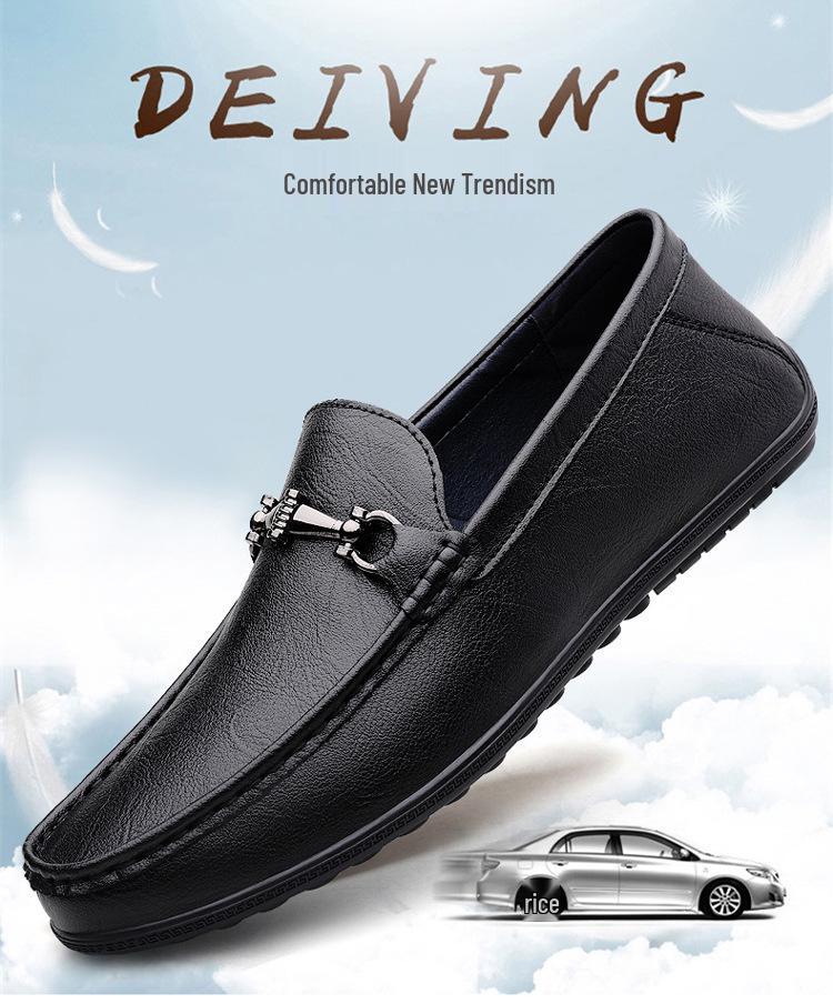Men's Breathable Slip-on Leather Driving Shoes - Soft Sole, Small & Large Sizes Available