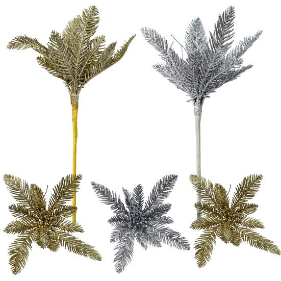 DYS Christmas Glitter Tree Filler Branches, Artificial Pine Needle Leaves Twig Picks for Xmas Ornaments, DIY Wreath Garland Decor