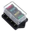 4 Way Blade Fuse Box Holder Block Auto Car Van Marine Motorcycle Boat Universal Metal Fuse Box for Standard Blade Fuses ATO Holder Block Car Boat