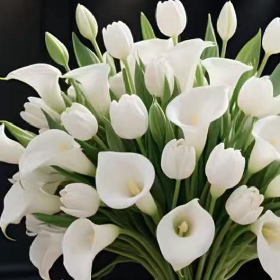 Calla Lily Artificial Flower Bouquet Mixed Calla Lily Baby's Breath Tulip