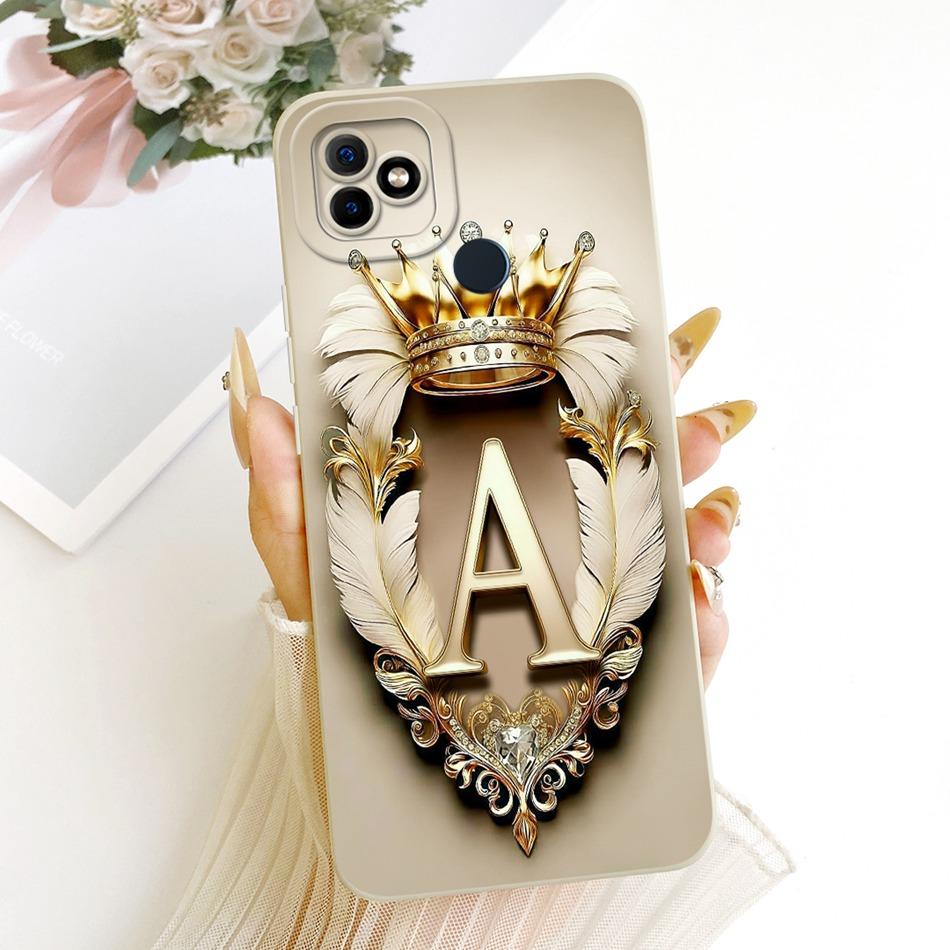 For Itel Vision 1 / P36 / Vision 1 Plus / Itel P36 Play L6005 Feather Crown Initial Letter Phone Case Soft Silicone Cover Bumper