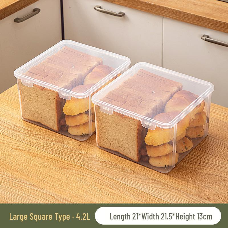 Transparent Food-grade Plastic Storage Box with Lid for Bread & Cereal