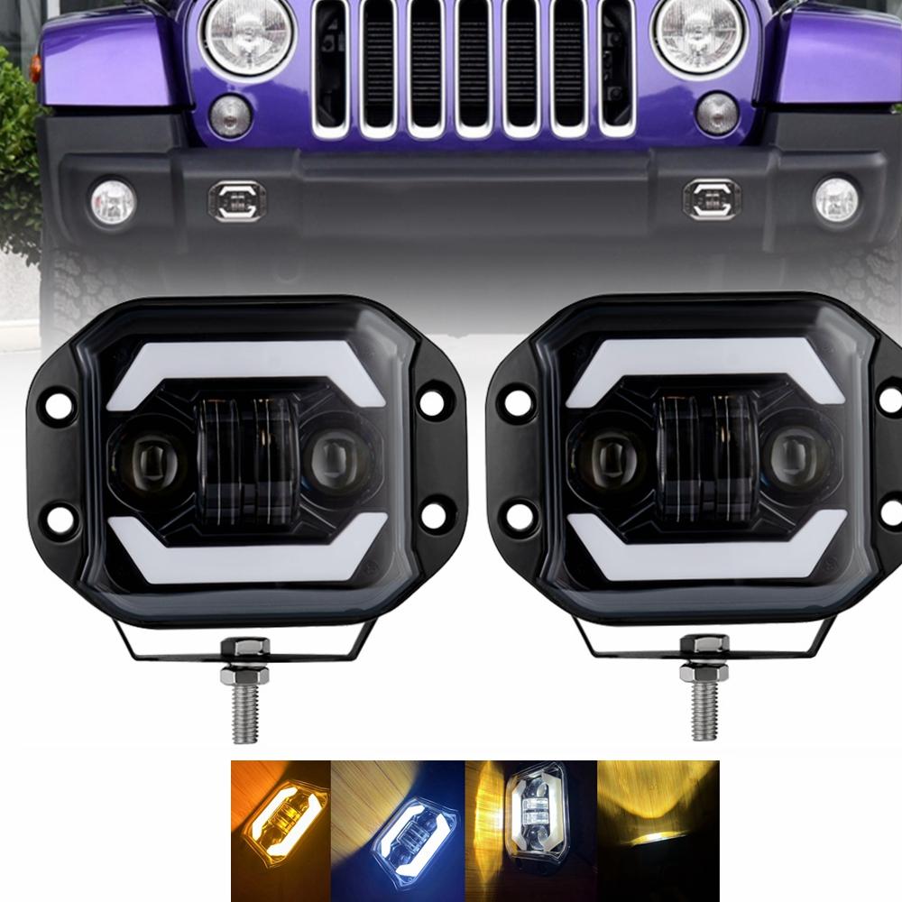 5" Inch Spotlight Flush Mount LED Work Light Bar Hi/low Beam Off Road 4X4 Atv Niva Lada Car 12V 24V LED Pods Driving Fog Lights