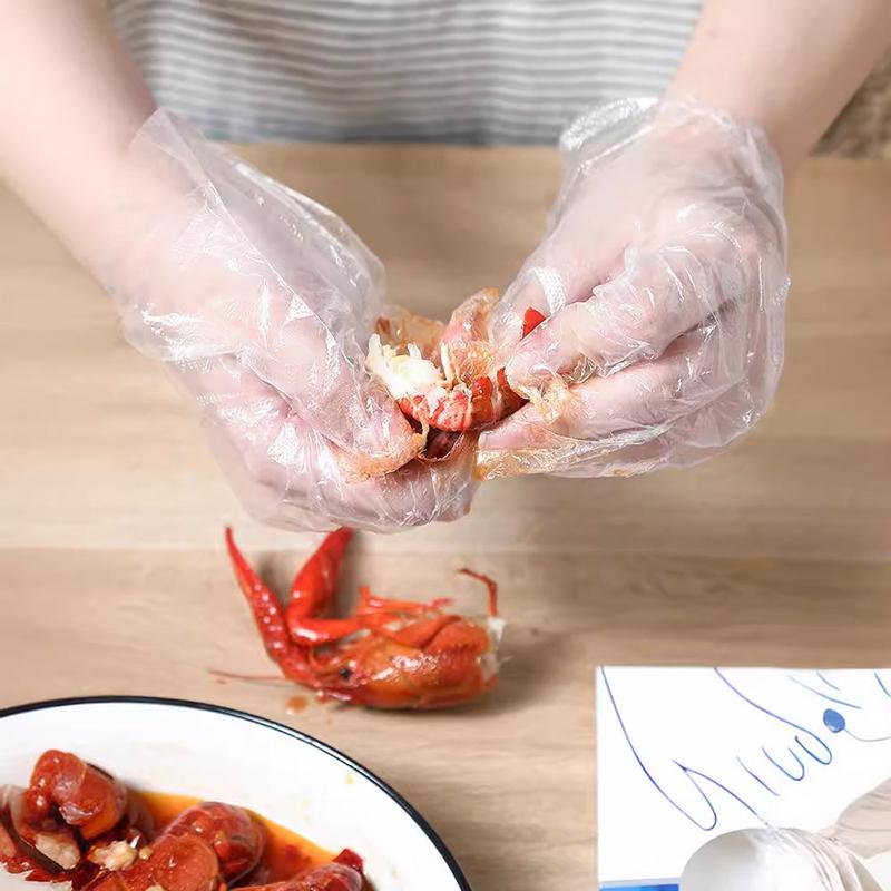 100Pcs Latex Free Gloves TPE Disposable Gloves Transparent Non-Slip Acid Work Safety Food Grade Household Cleaning Gloves