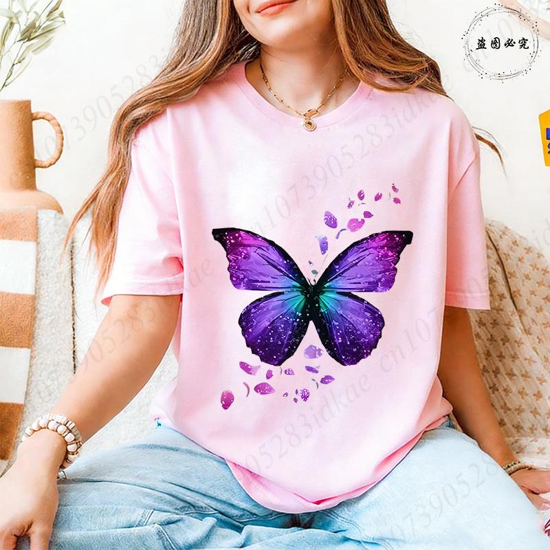 Fashion Butterflies Autism Awareness T-Shirt Women Clothing Summer Breathable Tops Short Sleeve Soft Comfortable Tee Shirt