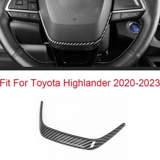 Carbon Fiber Steering Wheel Sticker Cover Trim For Toyota Highlander 2020-2023
