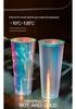 1L Disposable Rainbow Milk Tea Cup with Lid, 98mm Caliber, Colorful Laser Film Inner