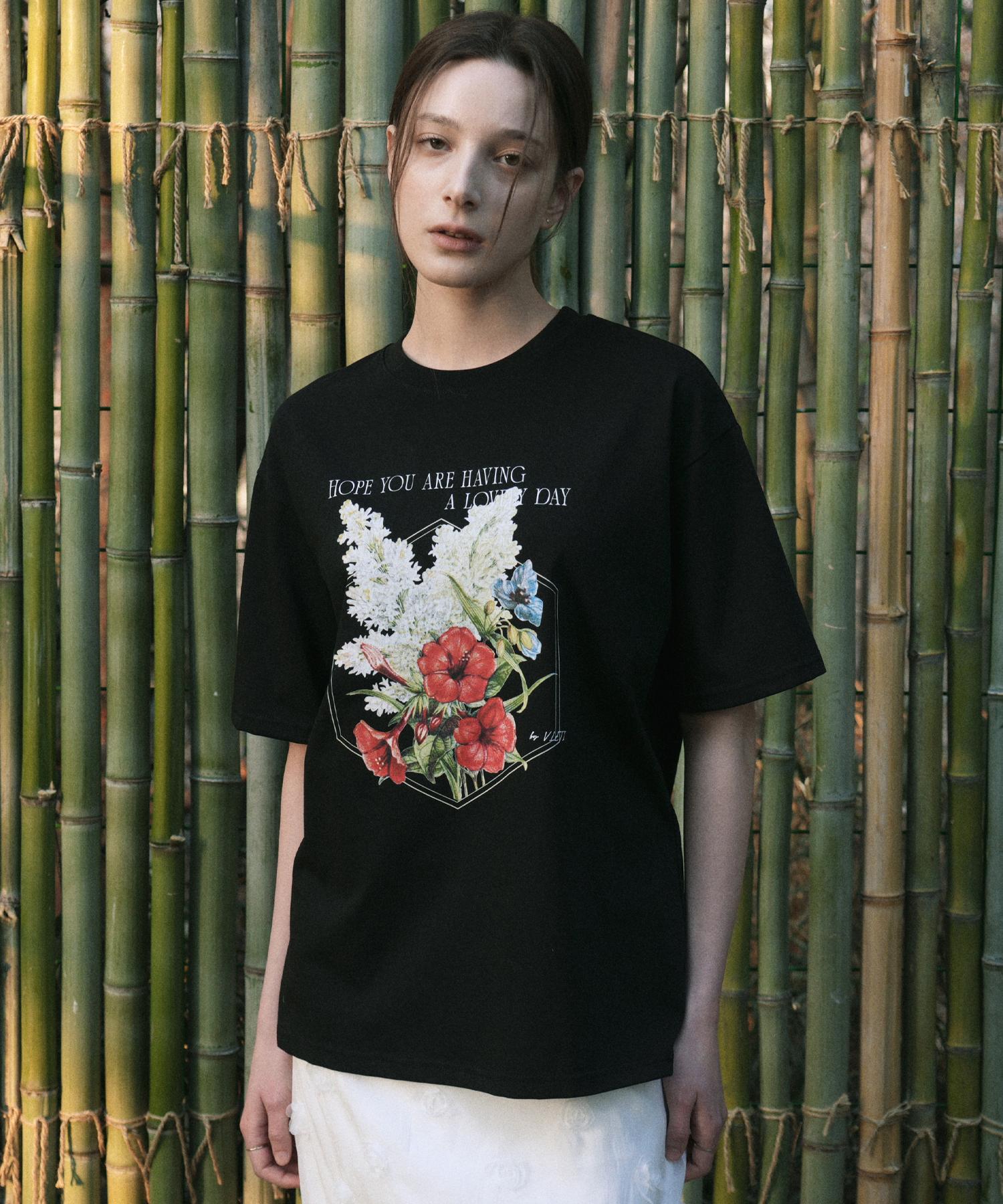 Bletty Flower Artwork T-Shirt (Black) Black/Free