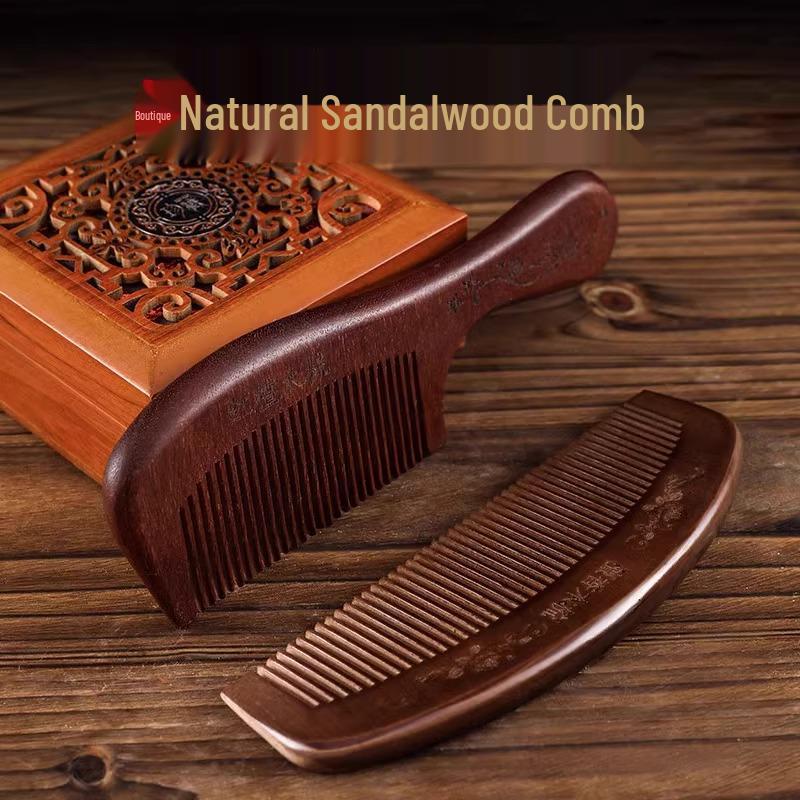 Anti-Static Pear & Peach Wood Comb: Hair Loss Prevention for All Genders