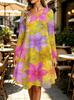 Spring Autumn Women Dress Casual Long Sleeve O-neck 3D Print Loose A-Line Dress Oversized Home Wear Robe